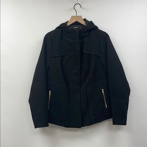 Torrid Fleece Hidden Zipper Hooded Peacoat Winter Jacket Minimalist Black Medium